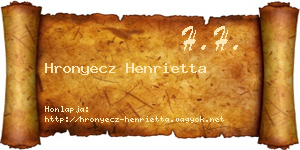 Hronyecz Henrietta névjegykártya